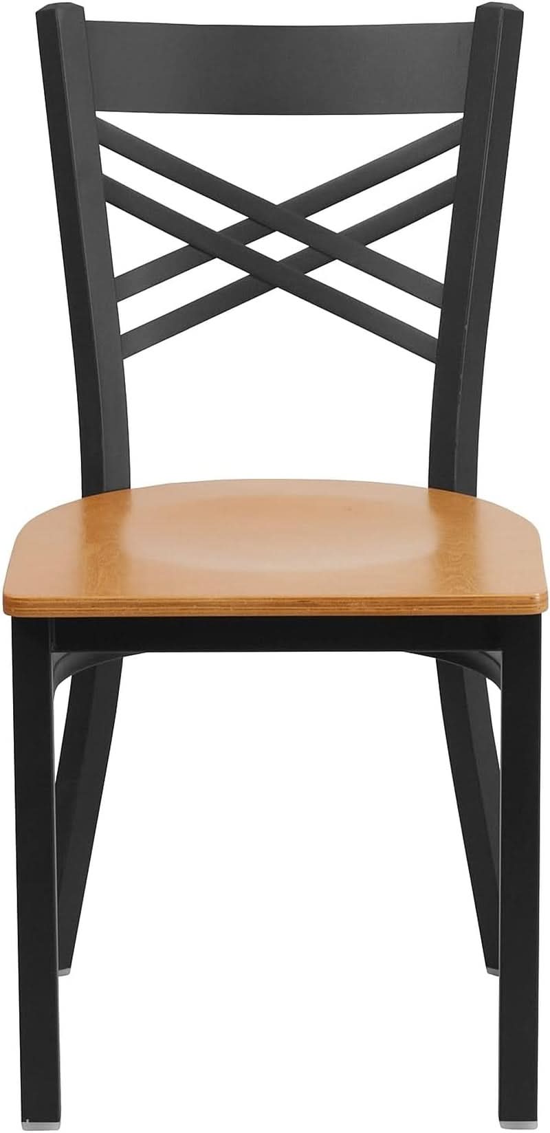 Two Pack Hercules Series Black X Back Metal Dining Chairs With Natural Wood Seats