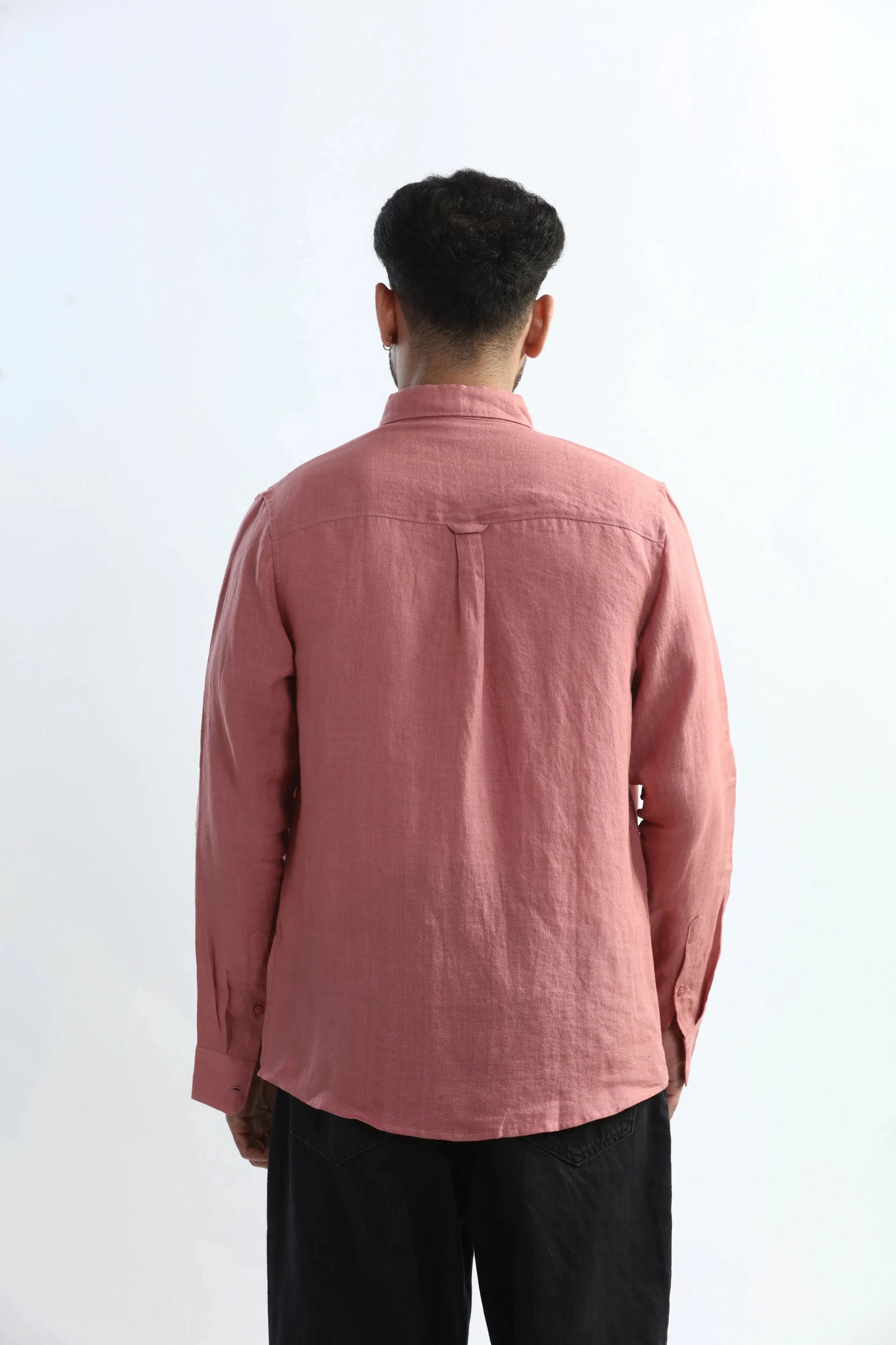 Xkind 100% Pure Linen Soft Peach Button Down Casual Shirt