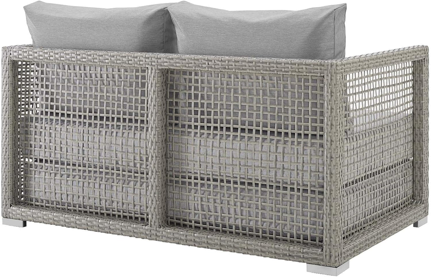 Modern Gray Wicker Rattan Loveseat for Outdoor Spaces