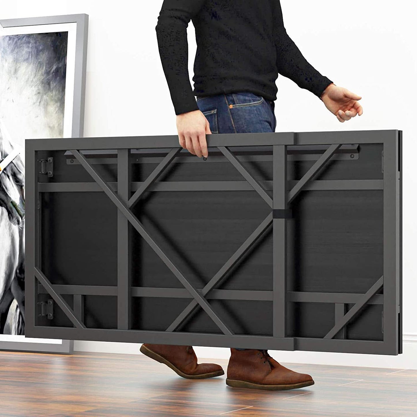 No Assembly Folding Desk for Small Spaces Home Office