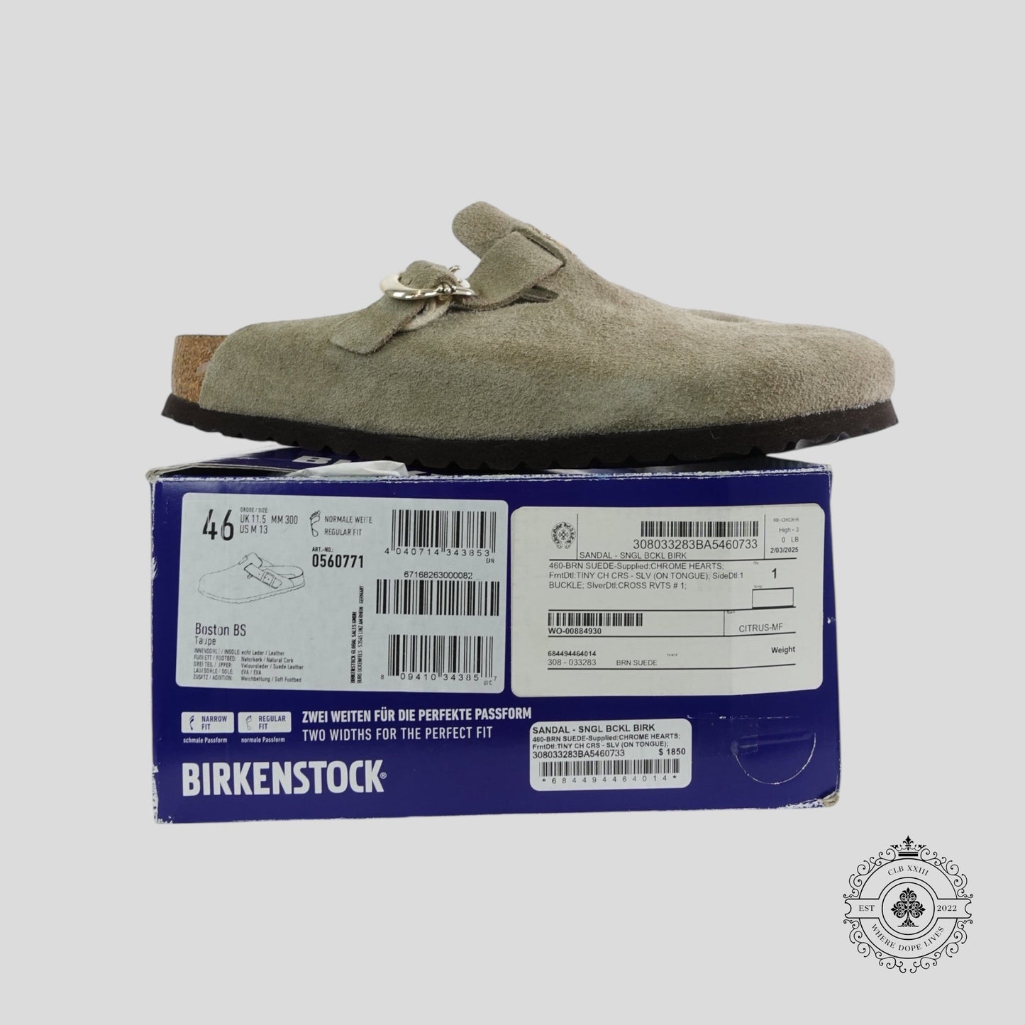 Chrome Hearts Birkenstock Mules in Taupe
