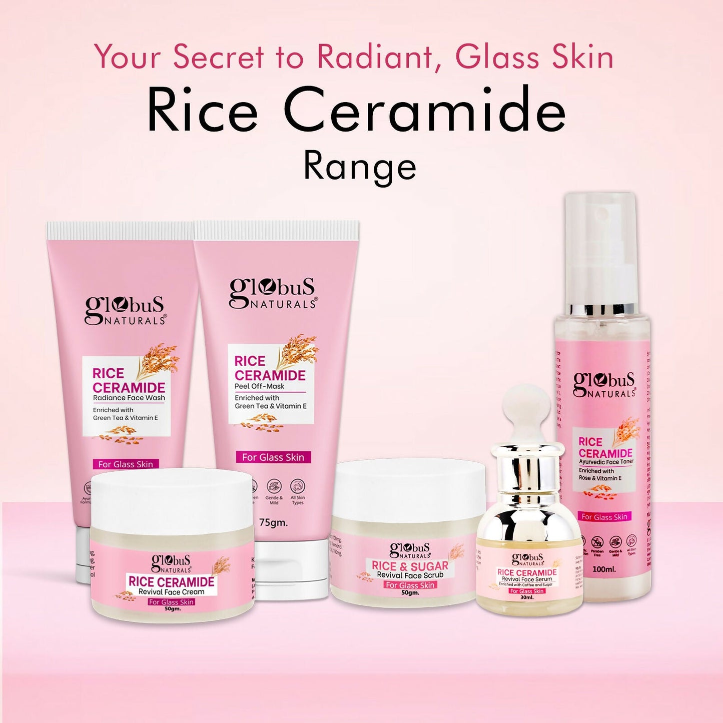 Globus Naturals Rice Ceramide Ayurvedic Face Toner, For Korean Glass Skin