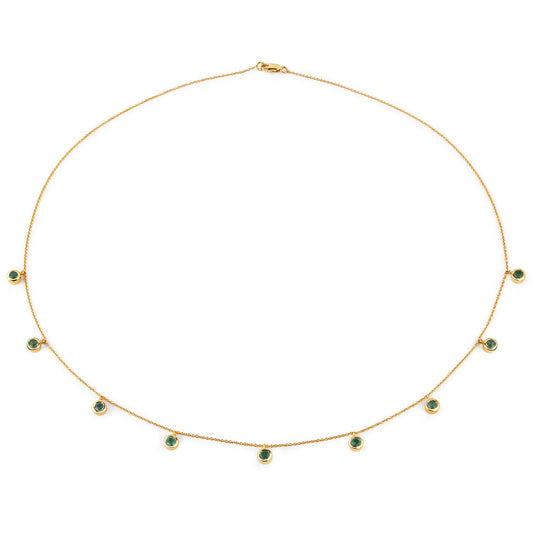 0.90 Carat Genuine Zambian Emerald 10K Yellow Gold Necklace