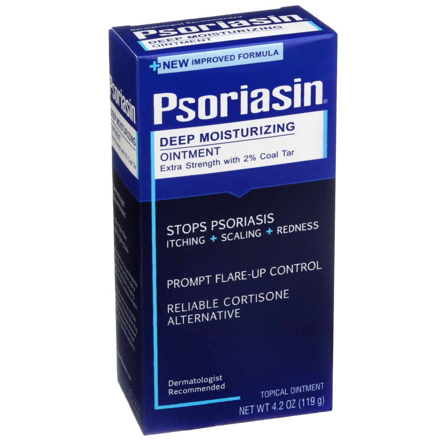 Psoriasin Deep Moisturizing Ointment, 2% Coal Tar Formula for Psoriasis & Seborrheic Dermatitis Relief, 4.2 oz
