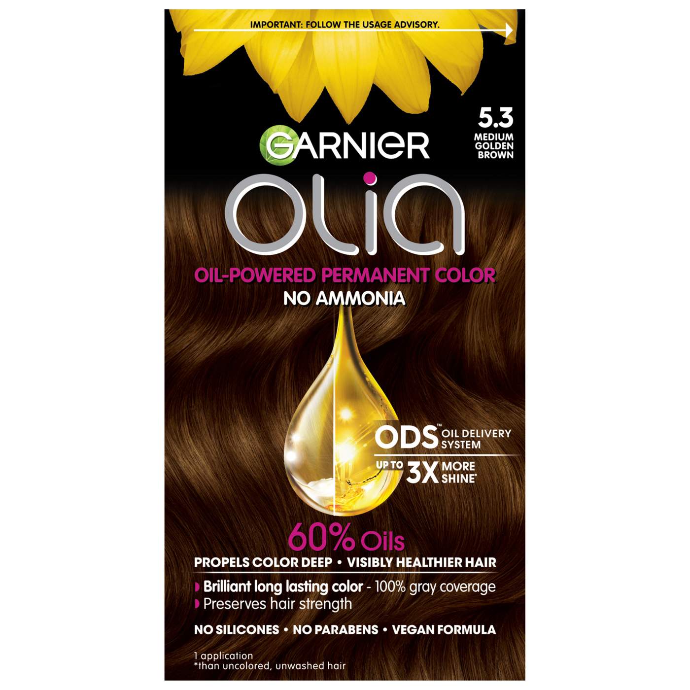 Olia Medium Golden Brown 5.3 No Ammonia Oil Powered Permanent Color 1Ea