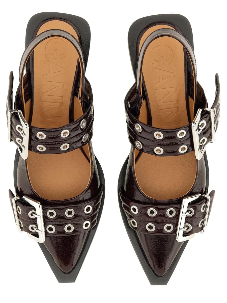 Ganni Women Ballerina Con Fibbia