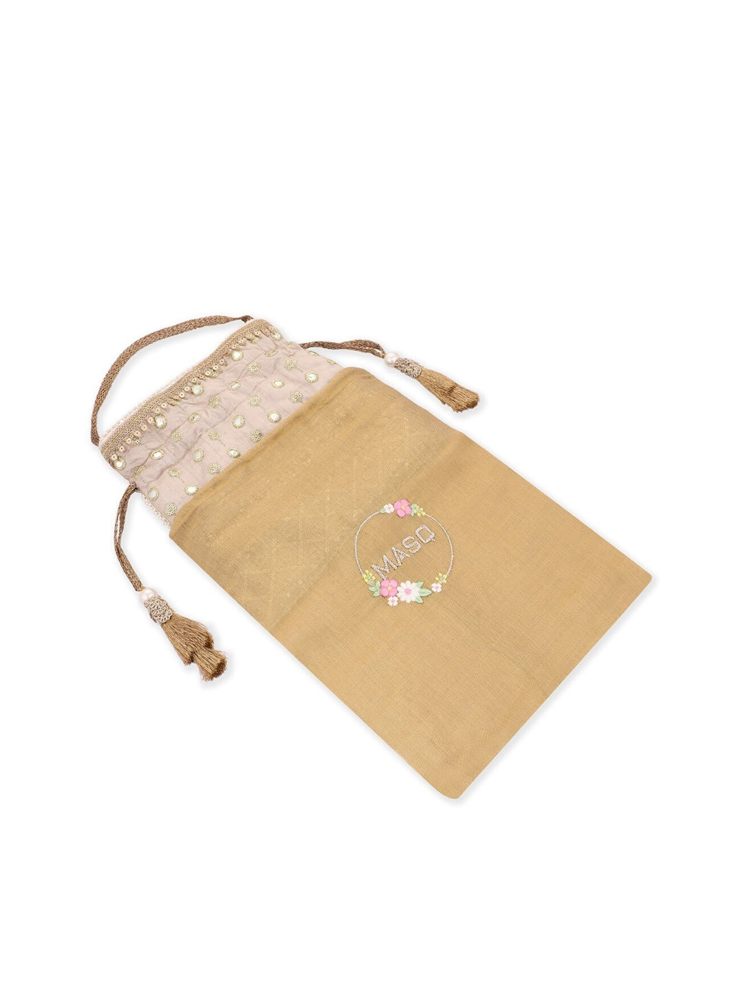 Masq Magenta & White Embroidered Potli Clutch