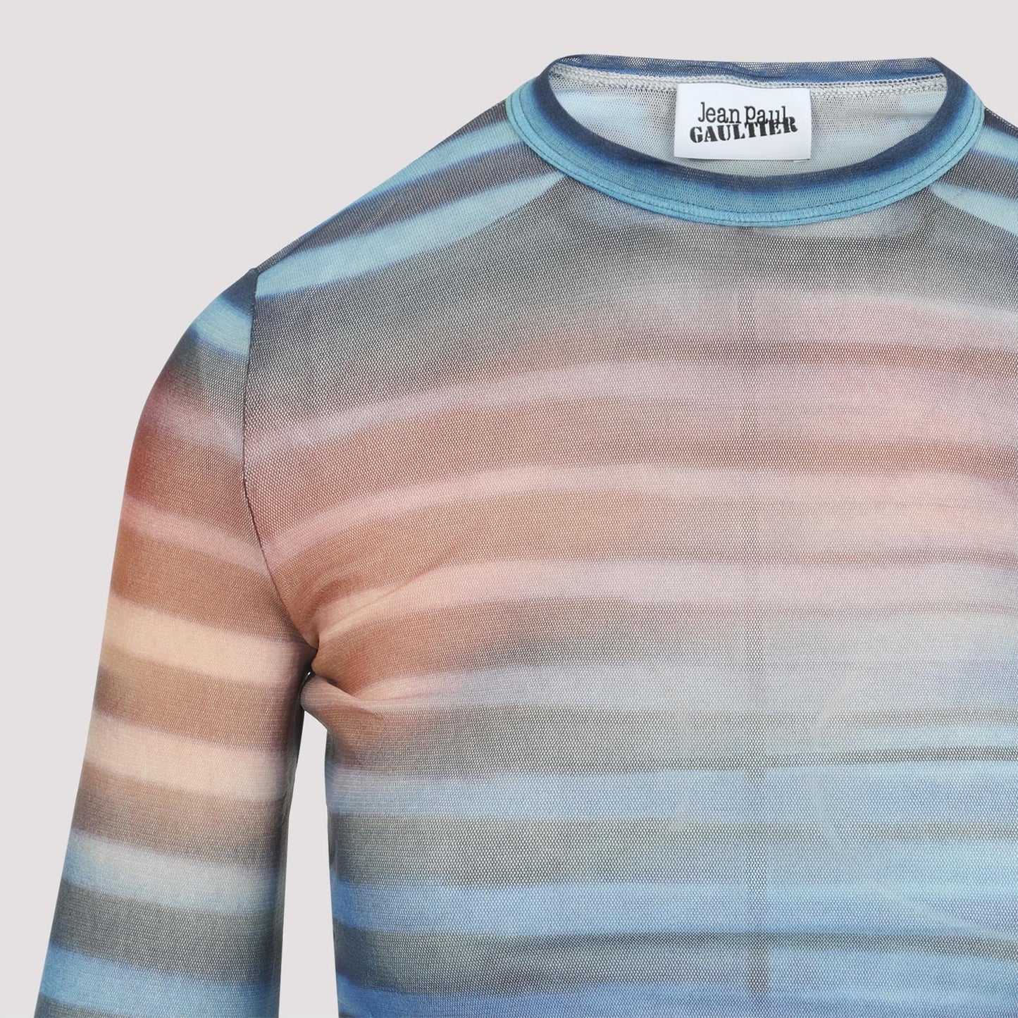 Jean Paul Gaultier Mesh Printed "Air" Long Sleeves Top Women