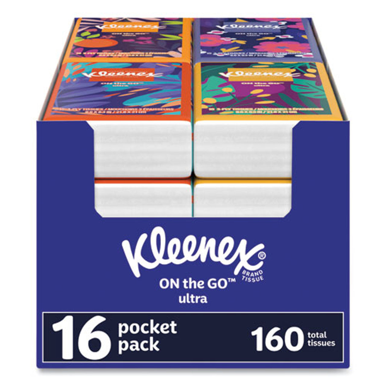 Kleenex On The Go Packs Facial Tissues, 3-Ply, White, 16 x 10 ct