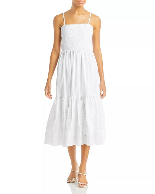 Aqua Sleeveless Smocked Eyelet Dress, Size Small