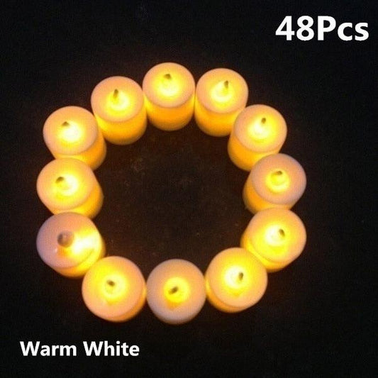 12/24/48pcs Flameless LED Tea light Tea Candles Wedding Light Romantic Candles Realistic Tea Lights Candles LED Tea light Candles Flickering Bright Tea lights Battery Operated Candles Flameless Candles Lights for Birthday Party Wedding Decorations
