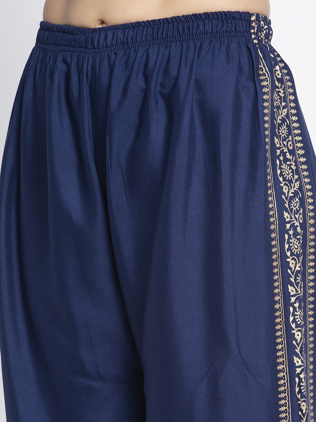 PAVONINE Royal Blue Color Block Side Printed Rayon Fabric Sharara For Women