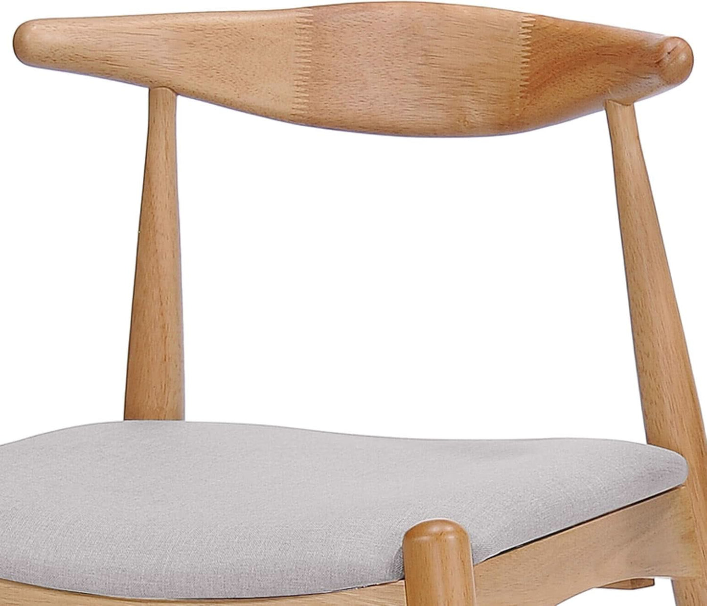 Beige Fabric Dining Chairs With Oak Finish 2 Pack Set