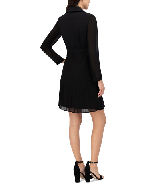 Vince Camuto Signature-Stretch Pleated-Chiffon Dress, Size 10