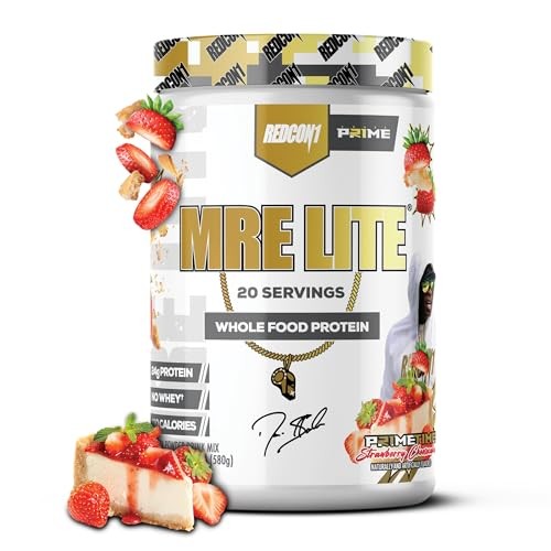 REDCON1 MRE Lite Whole Food Protein, PrimeTime Strawberry Cheesecake, 1.39 lb (20 Servings)