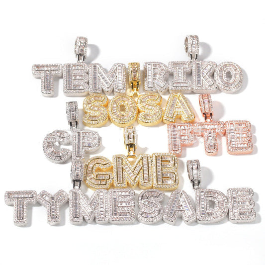 Personalized Rock Candy Diamond Alphanumeric Stitching Pendant Necklace