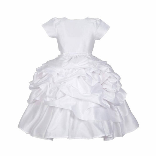 Asmaani Baby Girl's White Colour Satin A-Line Maxi Full Length Dress (AS-DRESS-22120)