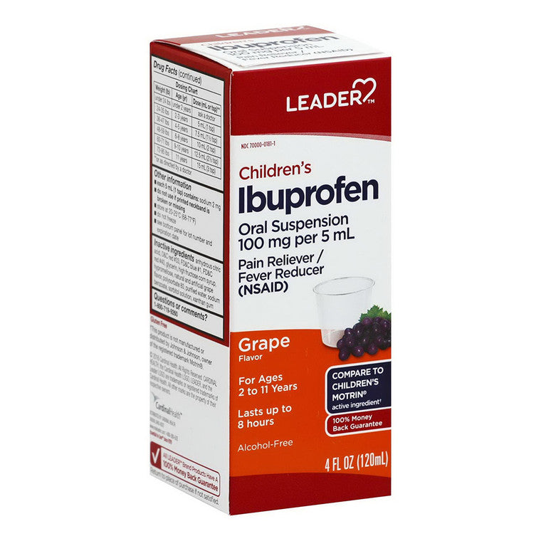 Leader Tm Children's, Pain & Fever Liquid Grape 4 Oz(Compare To Childrens Motrin)
