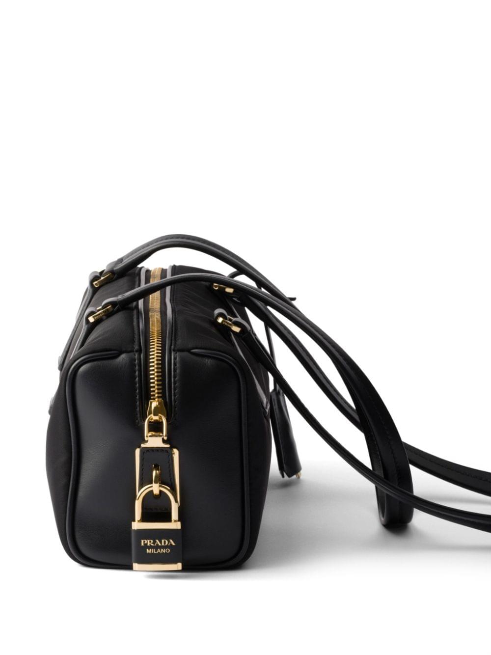 Prada Women Re-Nylon And Leather Medium Top-Handle Bag With Padlock