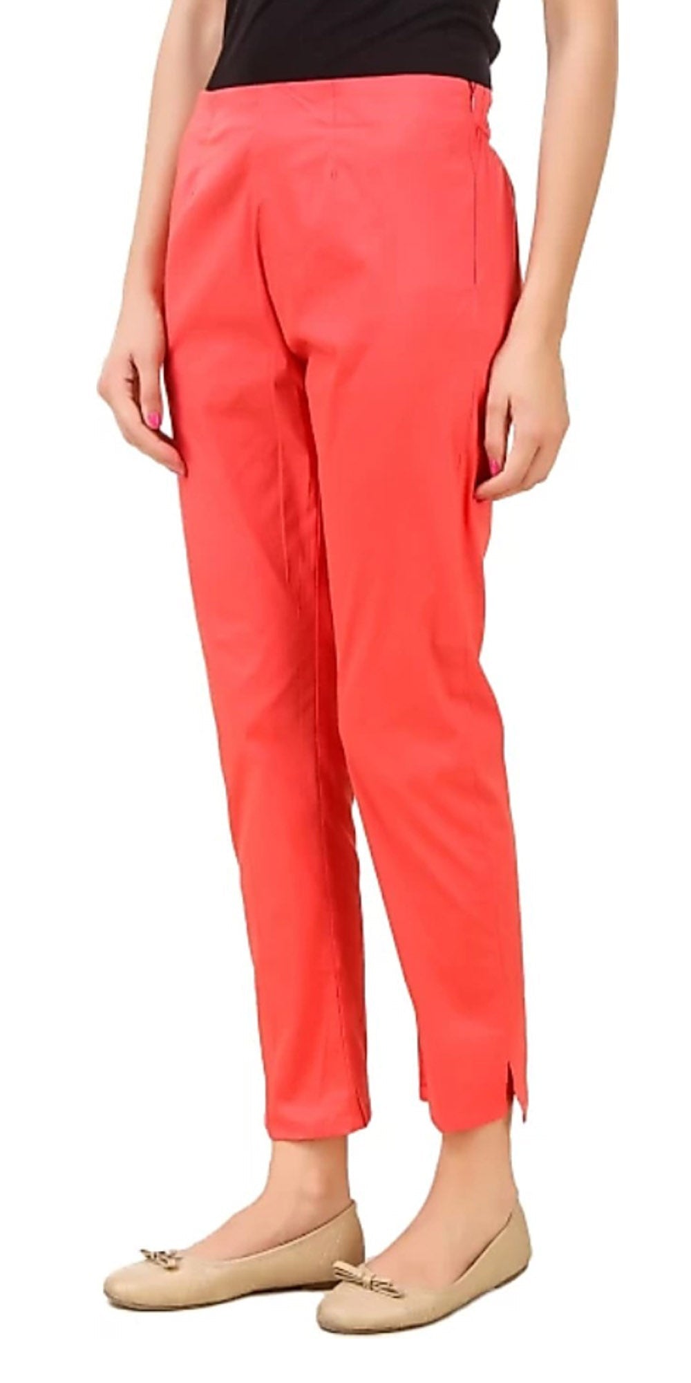 PAVONINE Gajri Color Stretchable Cotton Lycra Fabric Pencil Pant For Women