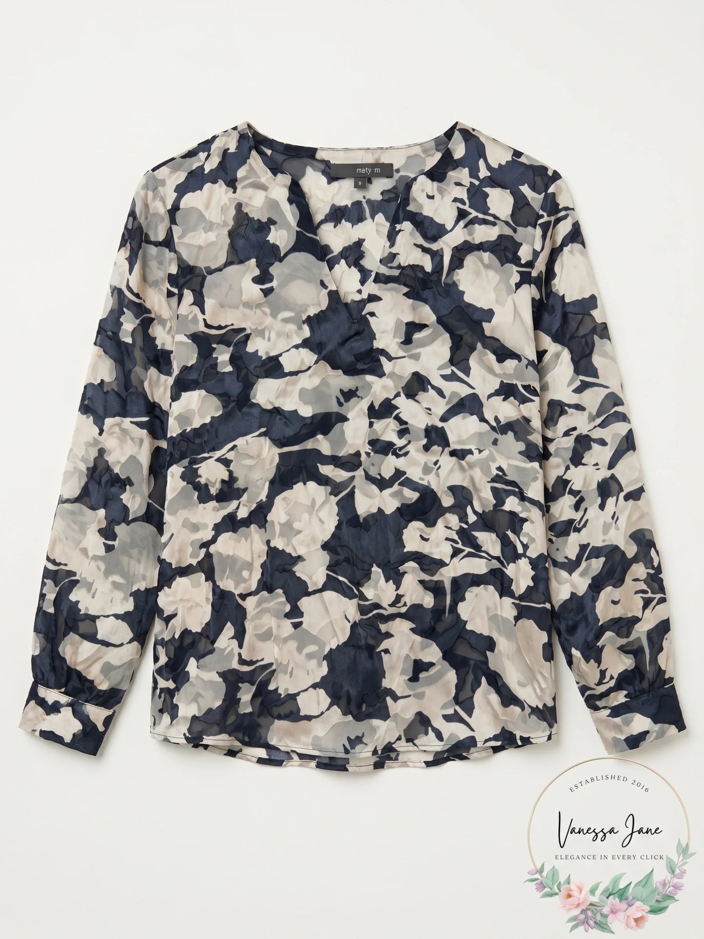 Matty M. Floral Neck Tie Blouse, Size Small