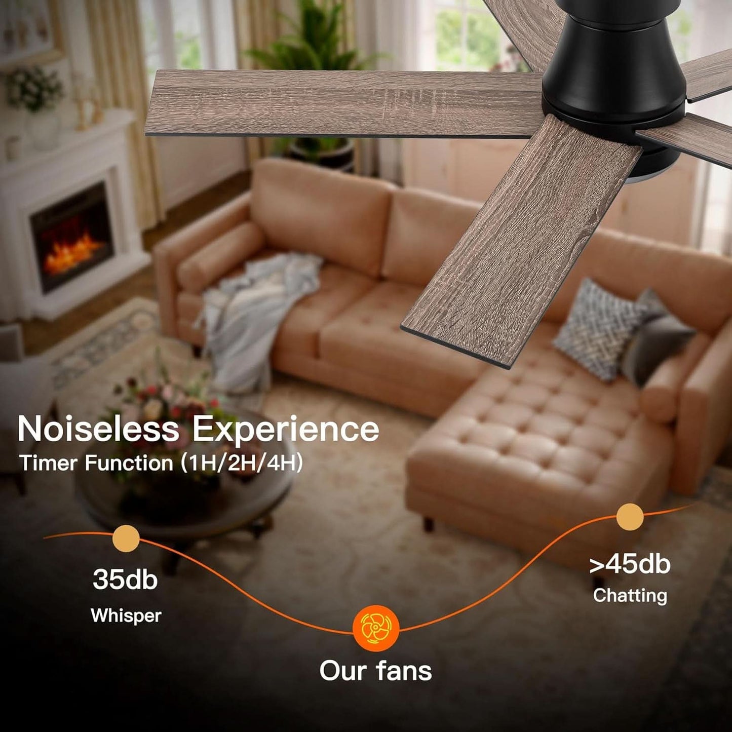 Black 47 Inch Low Profile Ceiling Fan With Remote LED