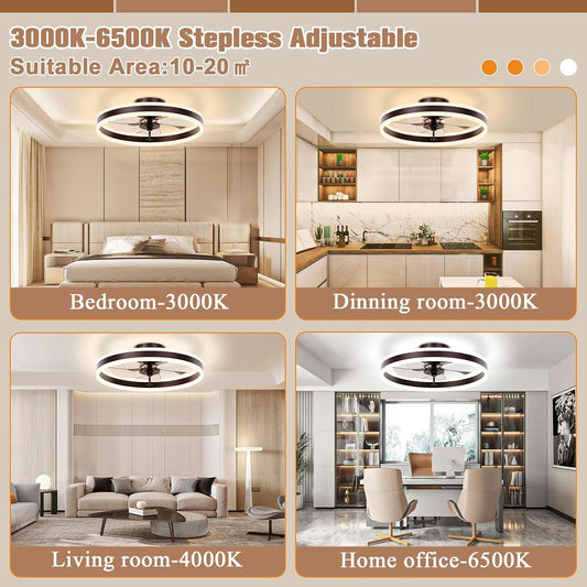 19.7 Inch Low Profile Ceiling Fan With Light Remote