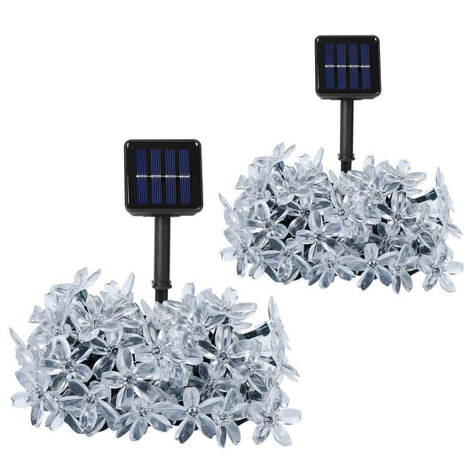 2-Pieces: Solar Power String Lights 50 LED Beads Fairy Sakura Flower