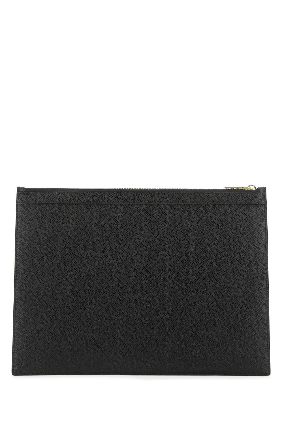 Thom Browne Men Black Leather Document Case