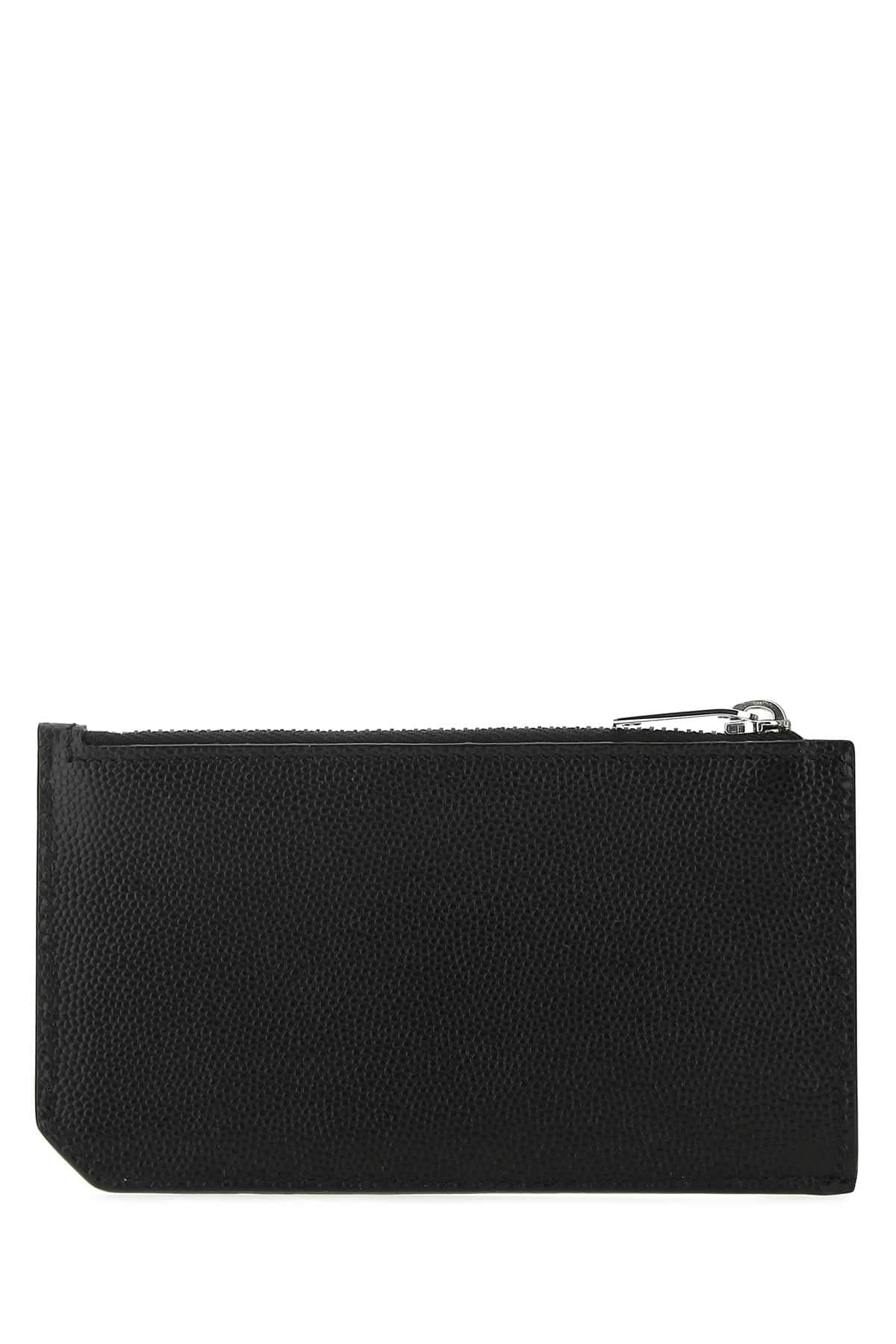 Saint Laurent Men Black Leather Card Holder