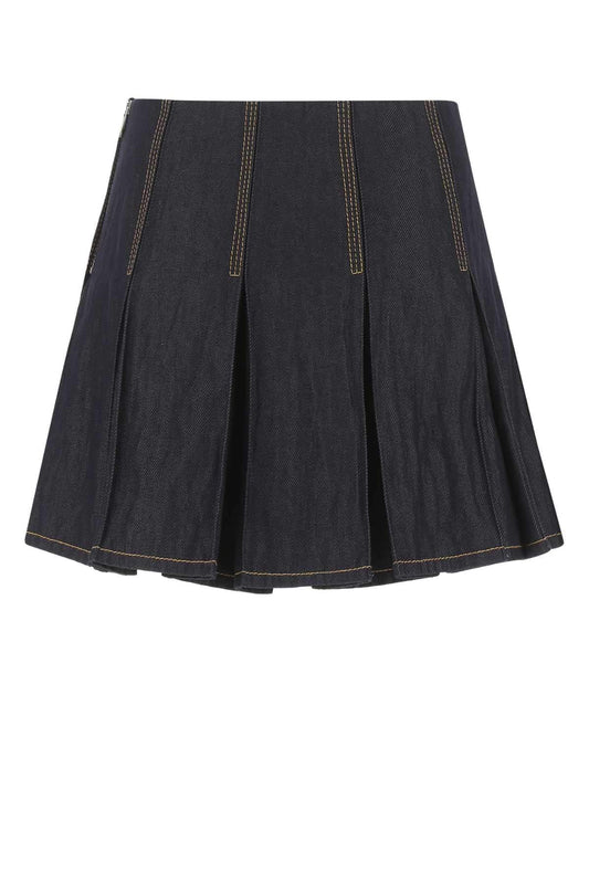 Bottega Veneta Women Dark Blue Denim Mini Skirt