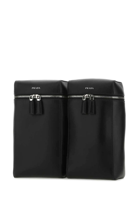 Prada Men Black Leather Backpack
