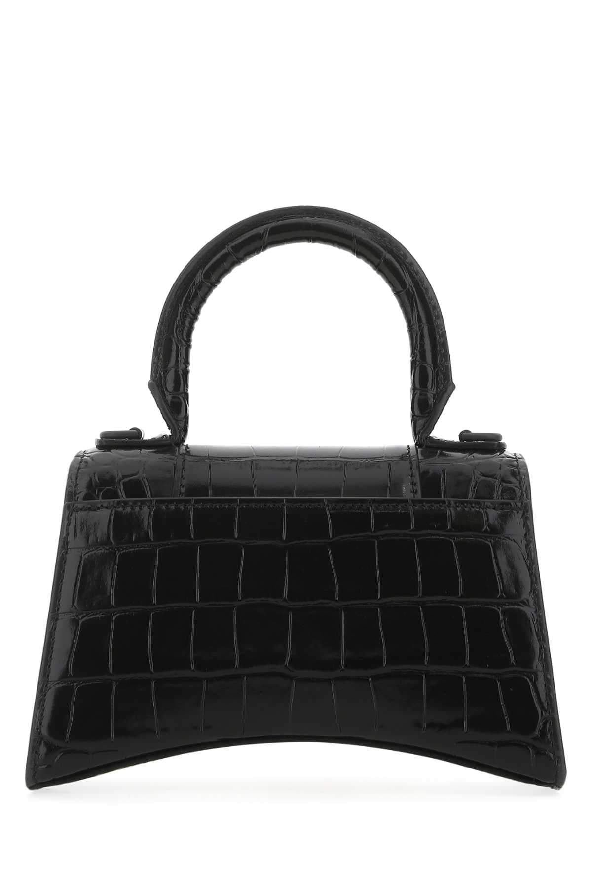 Balenciaga Women Black Leather Xs Hourglass Handbag