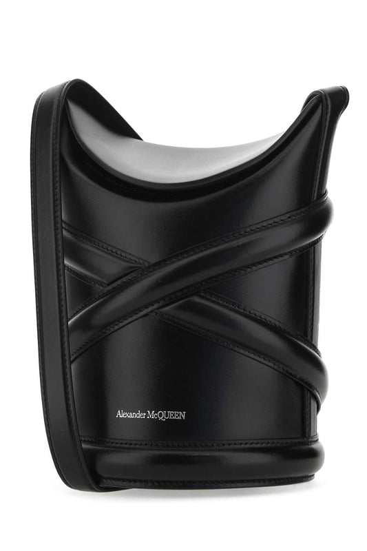 Alexander Mcqueen Women Black Leather The Curve Bucket Bag