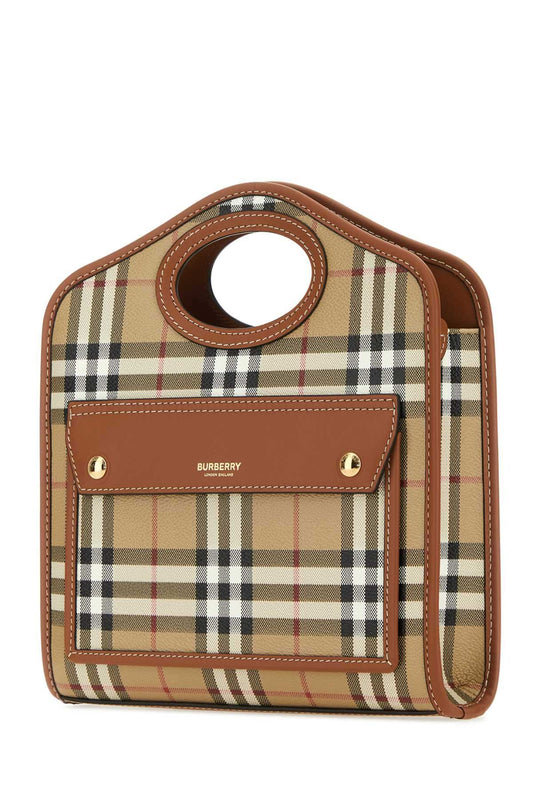 Burberry Women Printed Canvas And Leather Mini Pocket Handbag