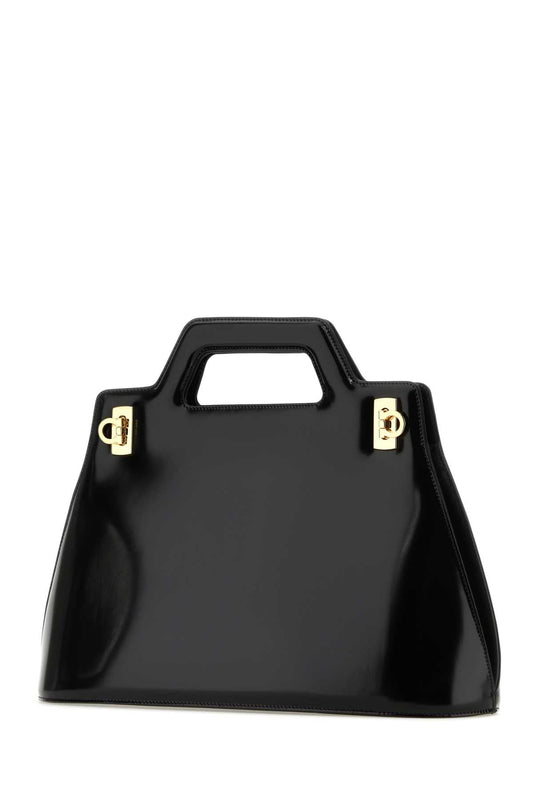 Salvatore Ferragamo Women Black Leather Wanda M Handbag