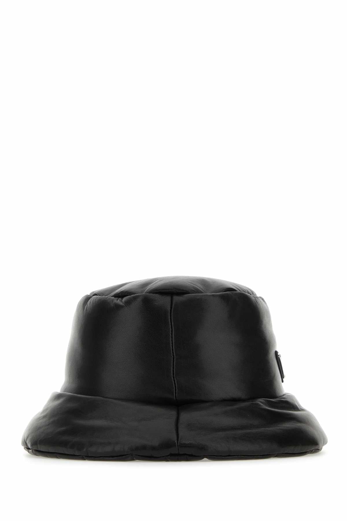 Prada Women Black Nappa Leather Padded Hat