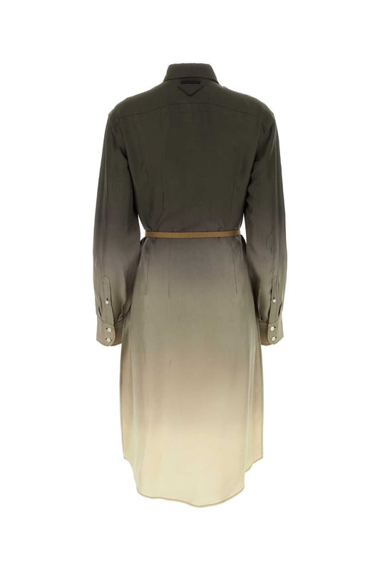 Prada Women Multicolor Twill Shirt Dress
