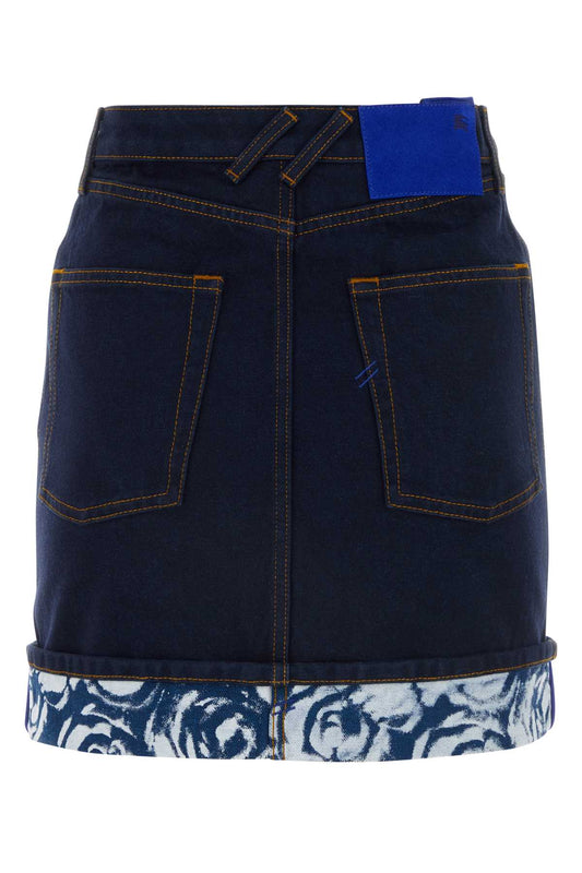 Burberry Women Dark Blue Denim Mini Skirt