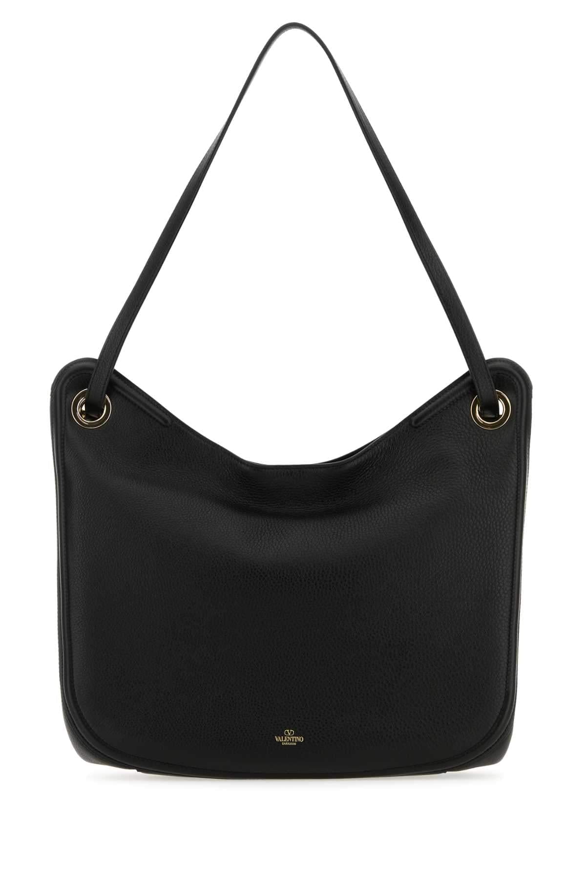 Valentino Garavani Women Black Leather Vlogo Moon Shopping Bag