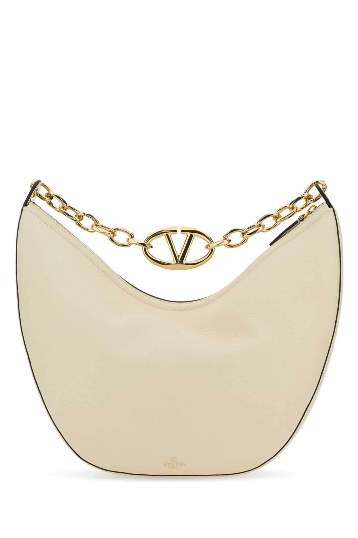 Valentino Garavani Women Ivory Leather Medium Hobo Vlogo Moon Shoulder Bag