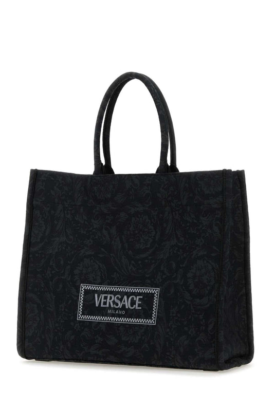 Versace Women Embroidered Fabric Big Athena Shopping Bag
