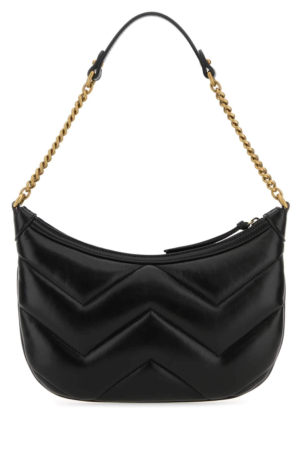Gucci Women Black Leather Gg Marmont Shoulder Bag
