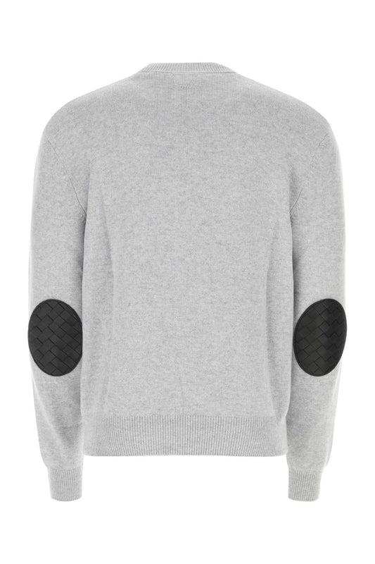 Bottega Veneta Men Melange Grey Stretch Cashmere Blend Sweater