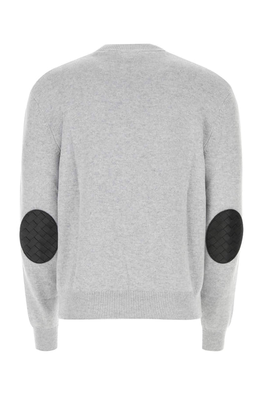Bottega Veneta Men Melange Grey Stretch Cashmere Blend Sweater