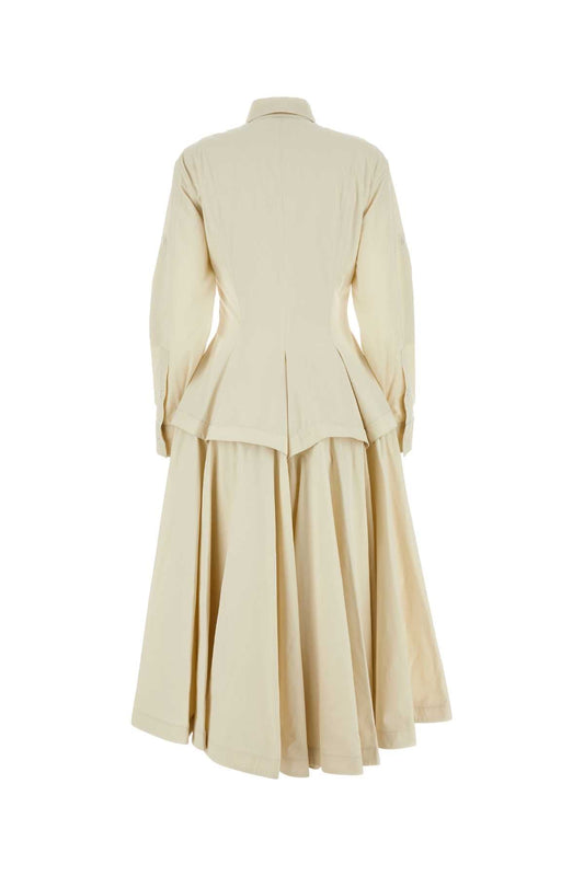 Bottega Veneta Women Sand Cotton Blend Shirt Dress