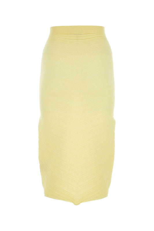 Bottega Veneta Women Yellow Stretch Cotton Blend Skirt