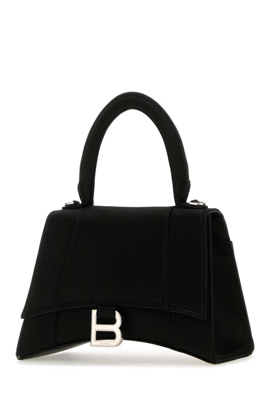 Balenciaga Women Black Satin Small Hourglass Handbag