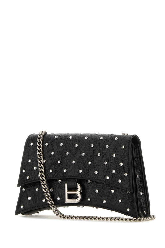 Balenciaga Women Black Leather Crush Xs Shoulder Bag