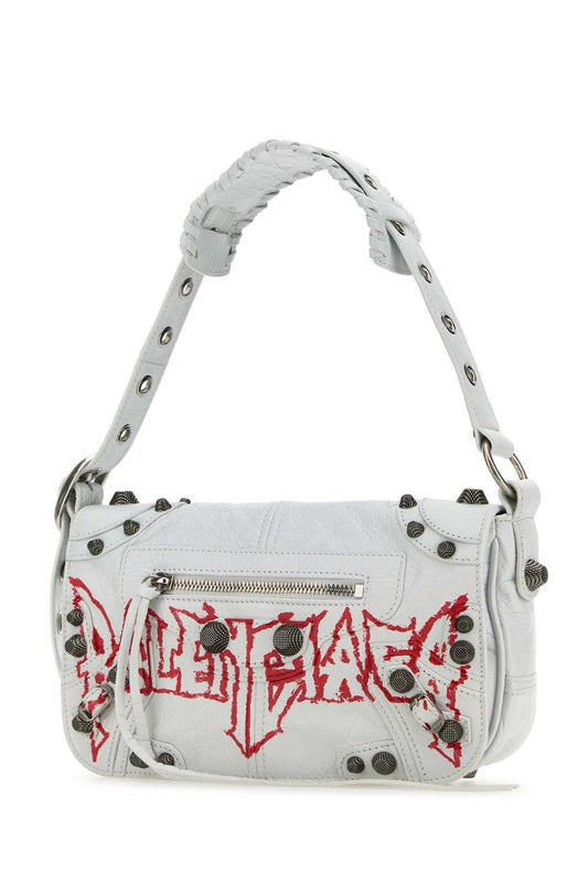 Balenciaga Men White Leather Le Cagole Xs Diy Metal Crossbody Bag